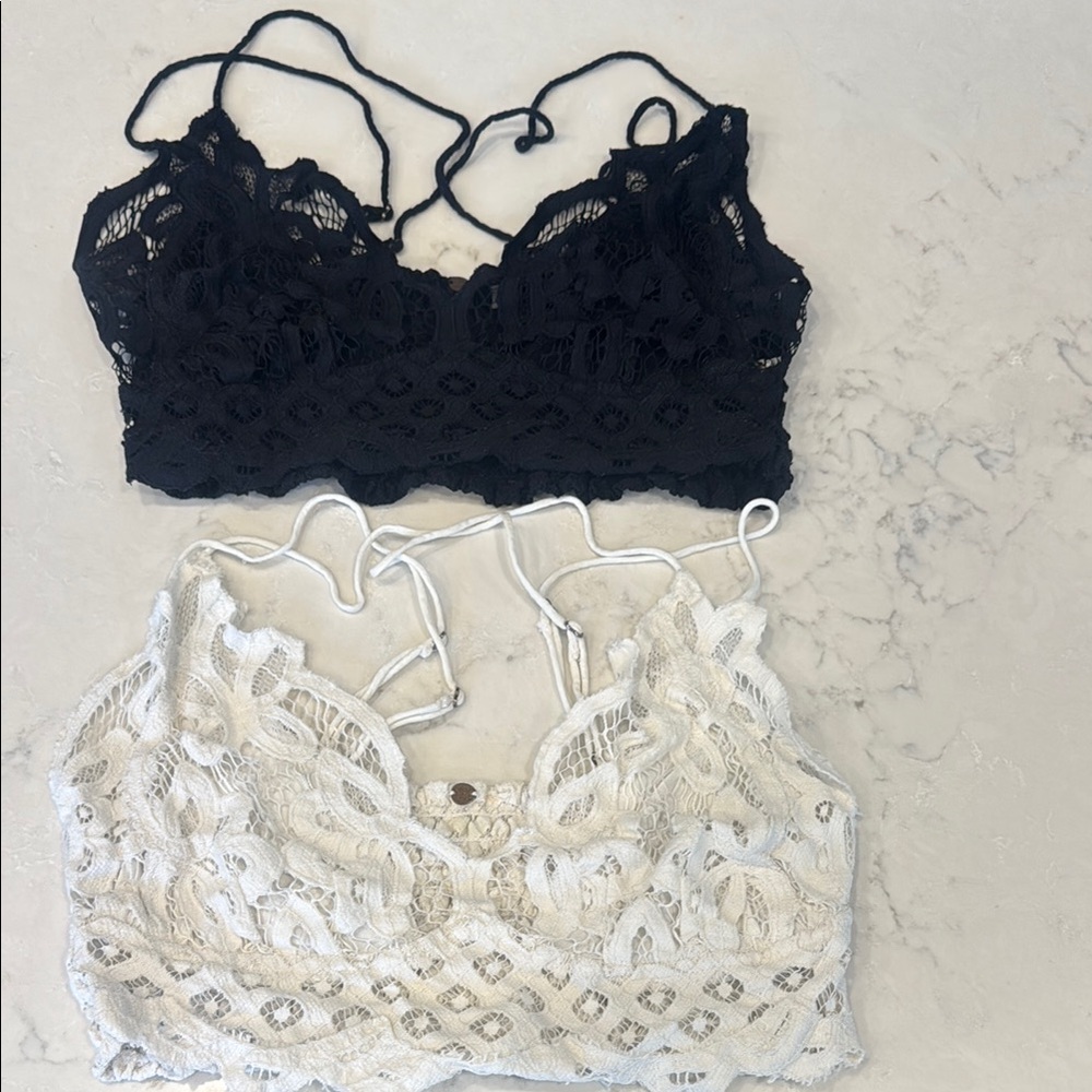 Free people  Black Lace Bralette Set